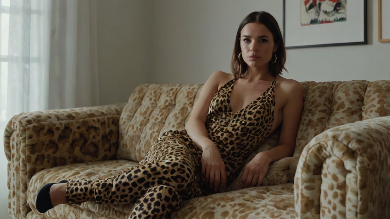 Una chica con un vestido de leopardo pìensa que es fácil leopardizarse